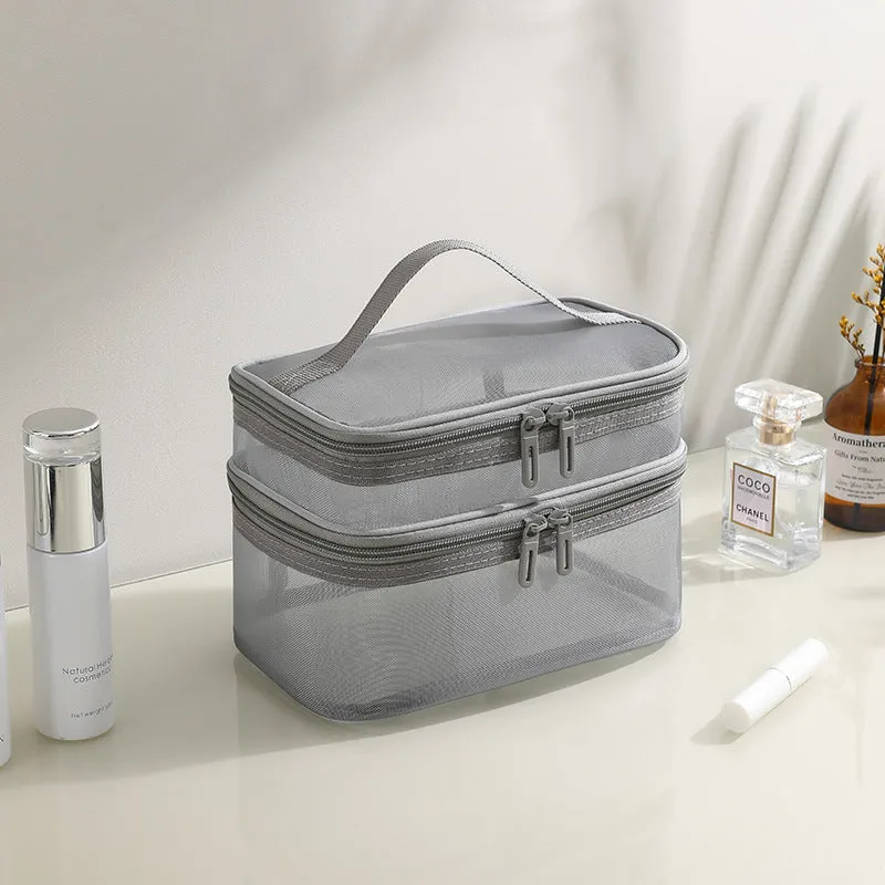 Mesh Storage Large Capacity Double Layer Cosmetic Bags