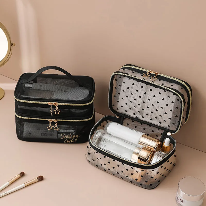 Mesh Storage Large Capacity Double Layer Cosmetic Bags