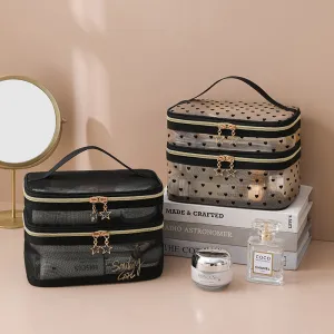 Mesh Storage Large Capacity Double Layer Cosmetic Bags