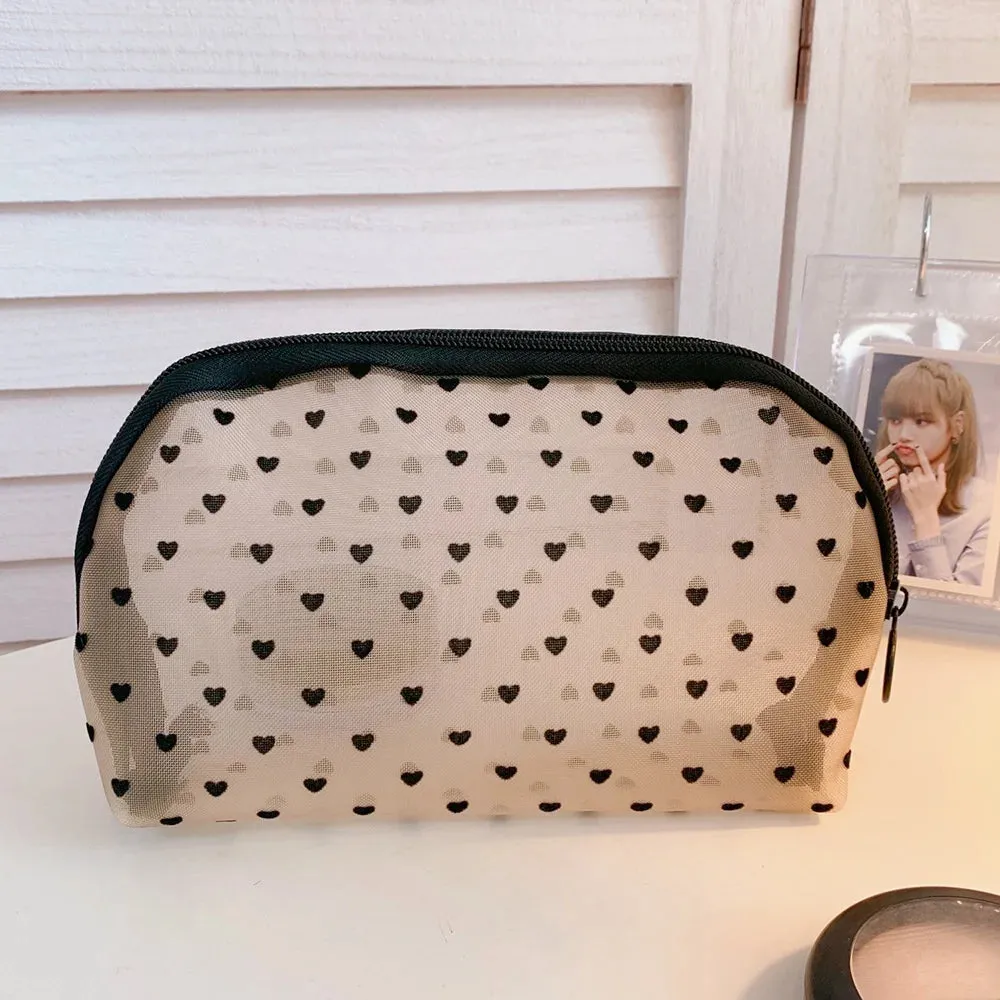 Mesh Transparent Cosmetic Bag Travel Storage Makeup Bag Organizer Make Up Pouch Portable Small & Large Size Toiletry Beauty Case