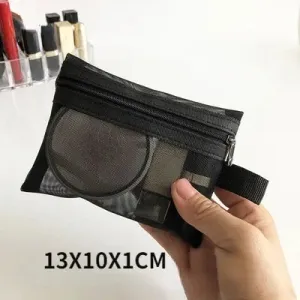 Mesh Transparent Cosmetic Bag Travel Storage Makeup Bag Organizer Make Up Pouch Portable Small & Large Size Toiletry Beauty Case