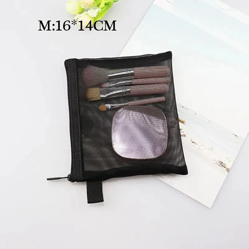 Mesh Transparent Cosmetic Bag Travel Storage Makeup Bag Organizer Make Up Pouch Portable Small & Large Size Toiletry Beauty Case