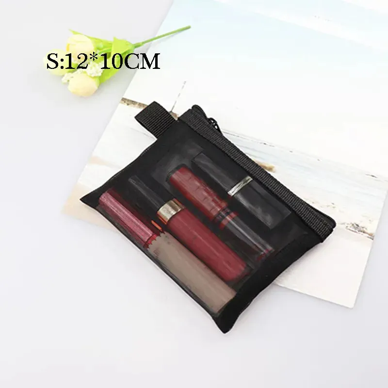 Mesh Transparent Cosmetic Bag Travel Storage Makeup Bag Organizer Make Up Pouch Portable Small & Large Size Toiletry Beauty Case
