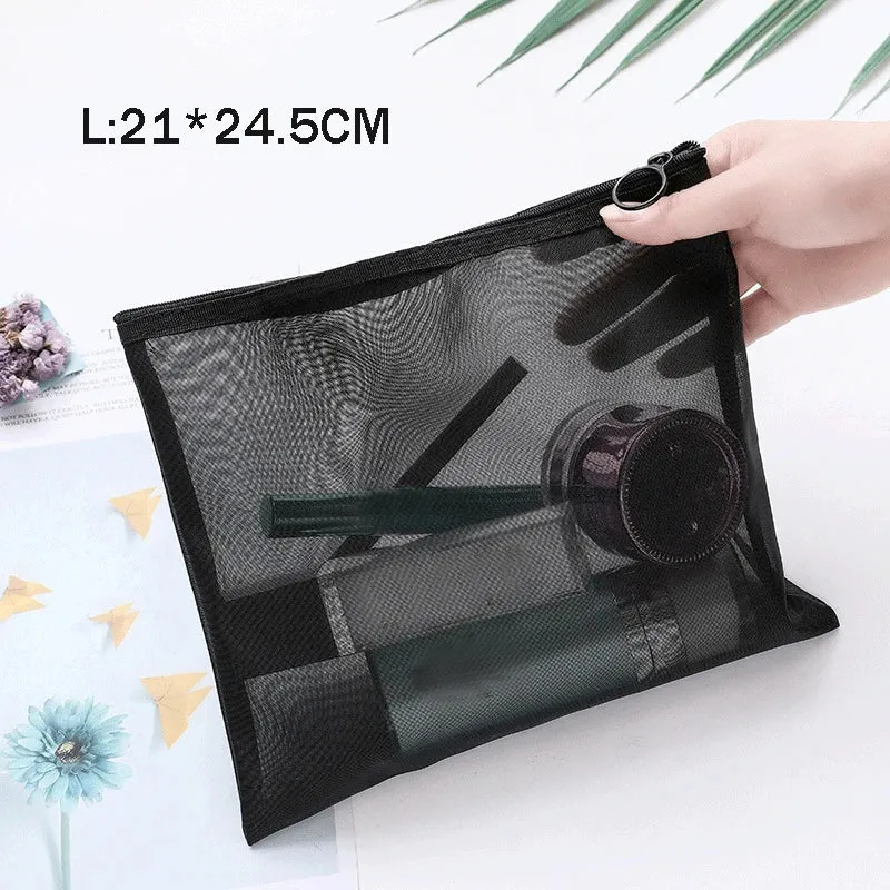 Mesh Transparent Cosmetic Bag Travel Storage Makeup Bag Organizer Make Up Pouch Portable Small & Large Size Toiletry Beauty Case