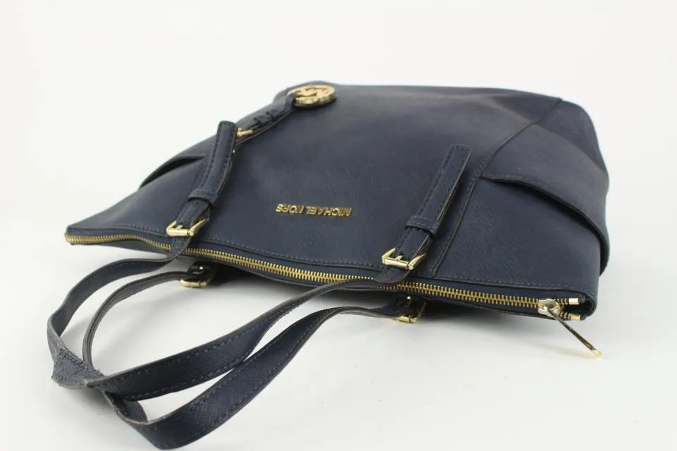 Michael Kors Blue Leather Jet Set Sullivan Tote Bag 2mk1101