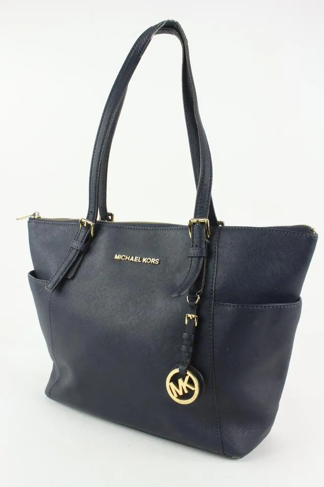 Michael Kors Blue Leather Jet Set Sullivan Tote Bag 2mk1101
