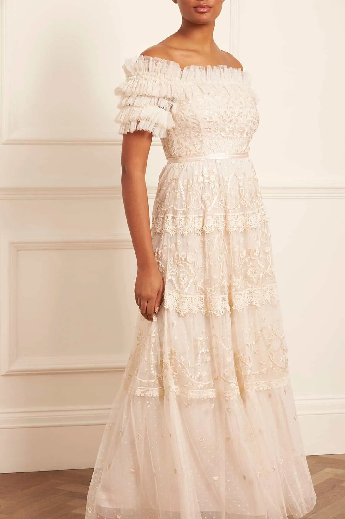 Midsummer Lace Off-Shoulder Gown