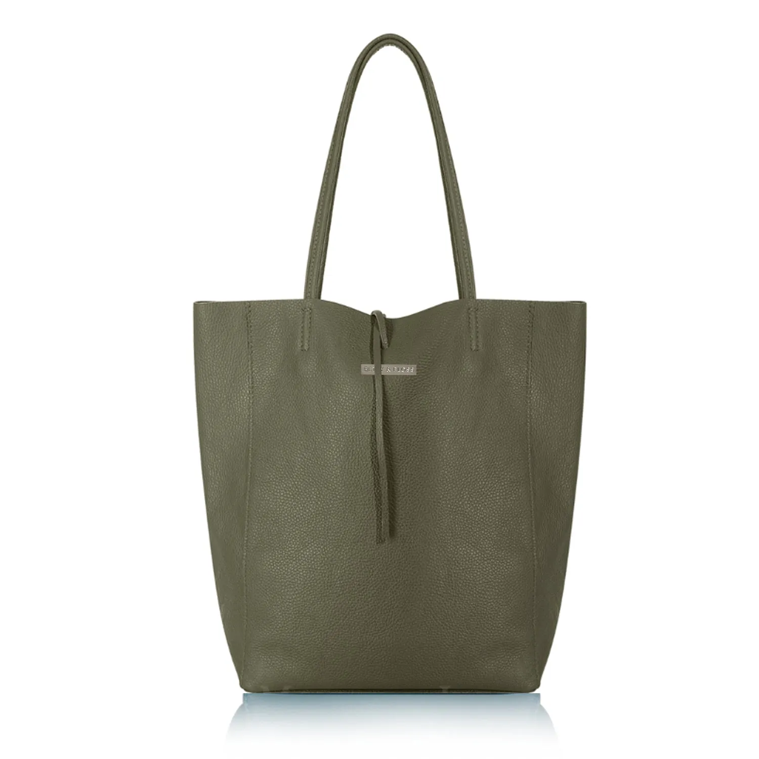 Milan - Soft Leather Tote Bag in Olive Green