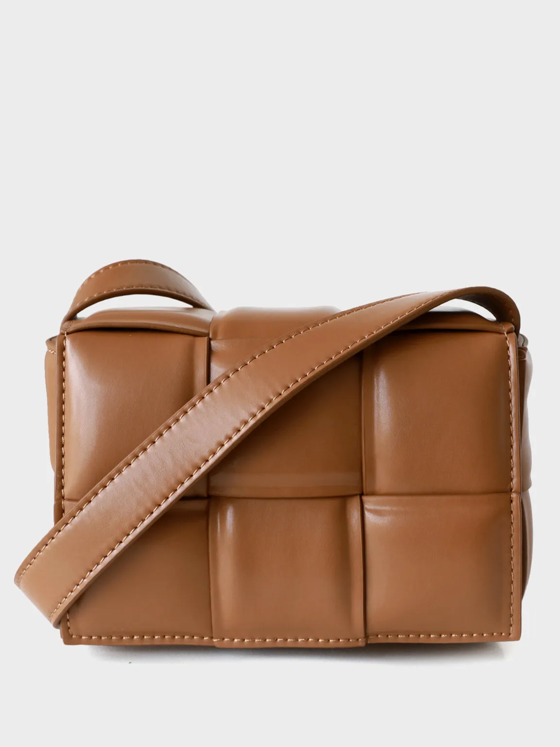 Mini Padded Clutch Bag Cassette Leather Shoulder Bag Woven Square Crossbody Bag