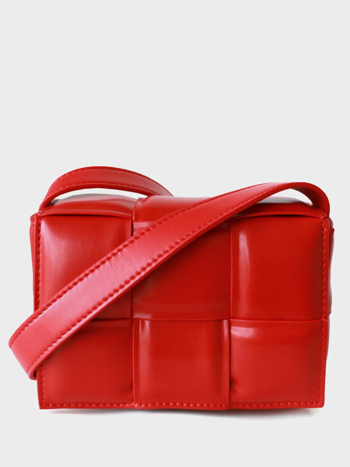 Mini Padded Clutch Bag Cassette Leather Shoulder Bag Woven Square Crossbody Bag