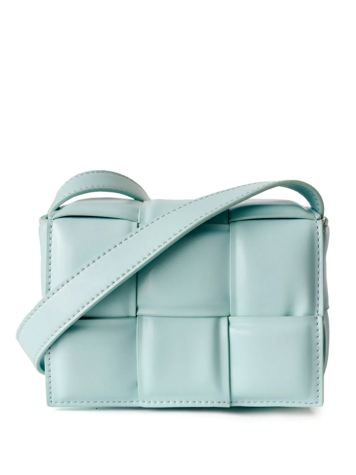 Mini Padded Clutch Bag Cassette Leather Shoulder Bag Woven Square Crossbody Bag