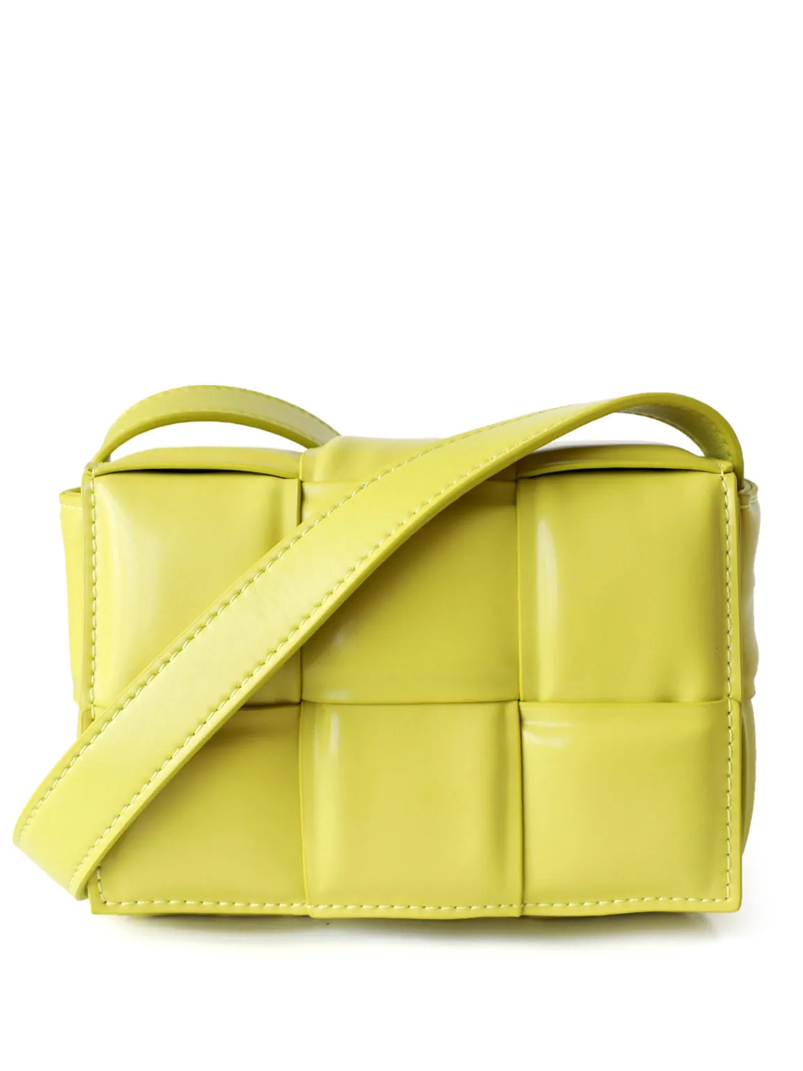Mini Padded Clutch Bag Cassette Leather Shoulder Bag Woven Square Crossbody Bag