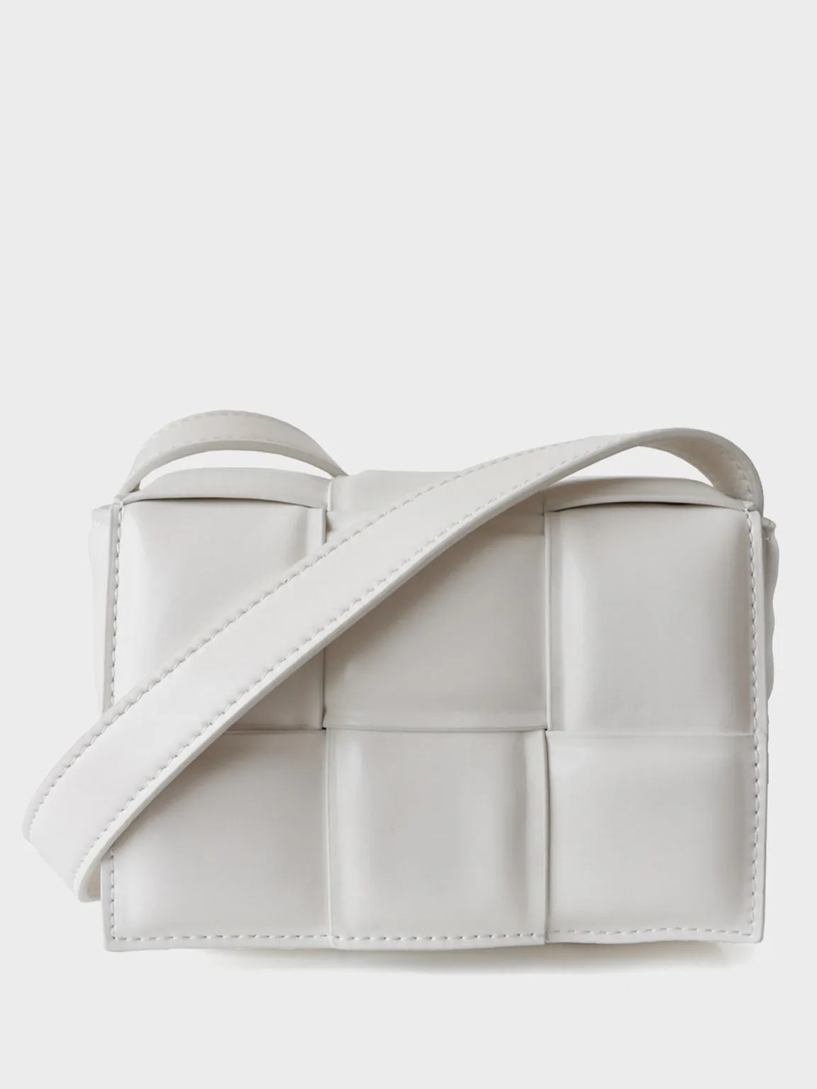 Mini Padded Clutch Bag Cassette Leather Shoulder Bag Woven Square Crossbody Bag