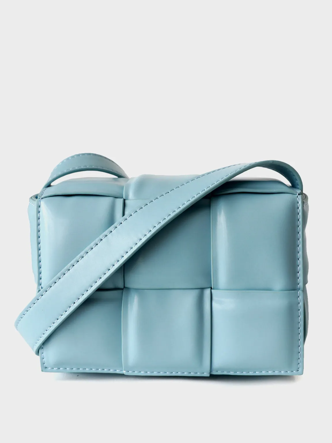 Mini Padded Clutch Bag Cassette Leather Shoulder Bag Woven Square Crossbody Bag