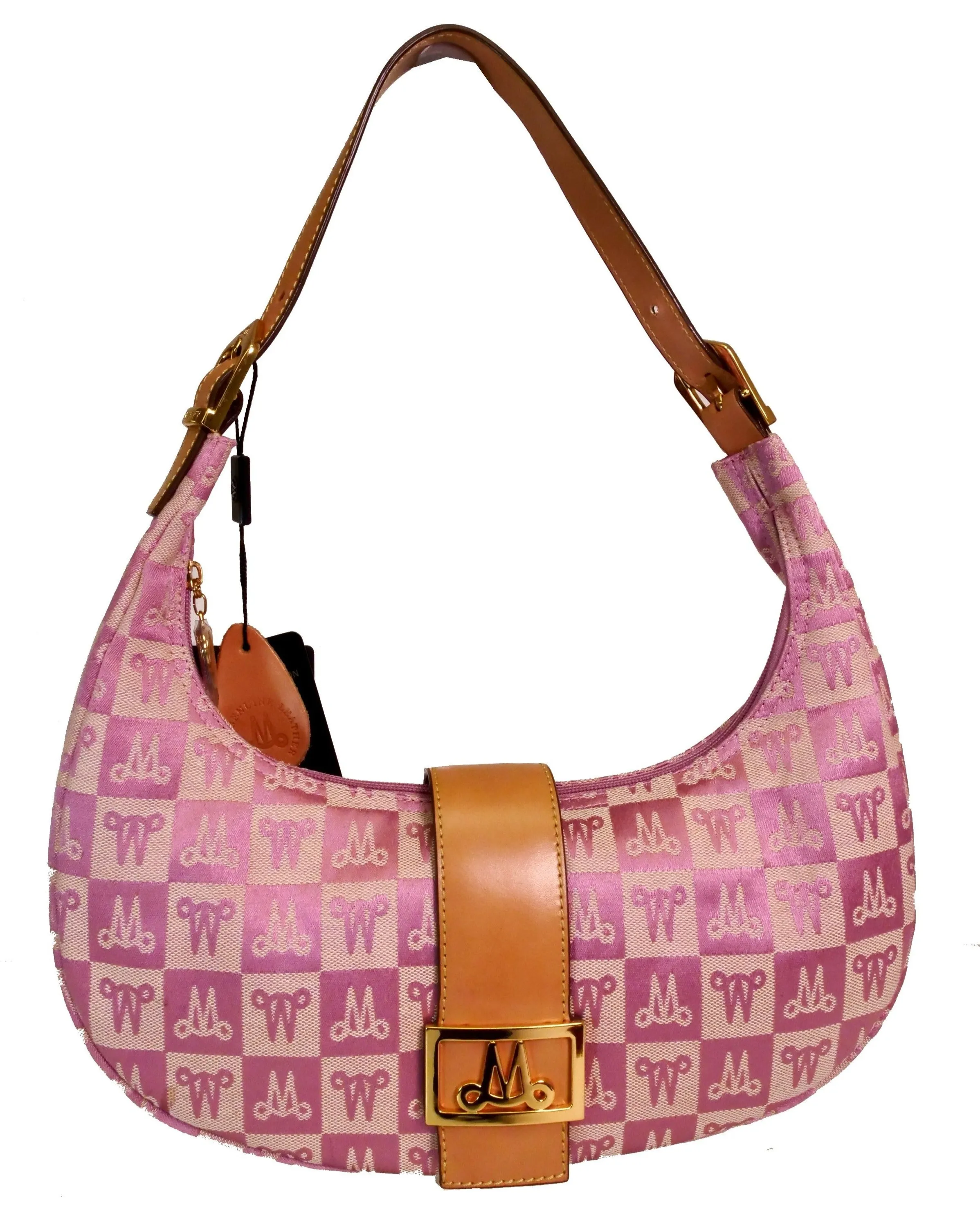 Misty Genuine Cowhide Leather Monogram Shoulder Hobo Bag