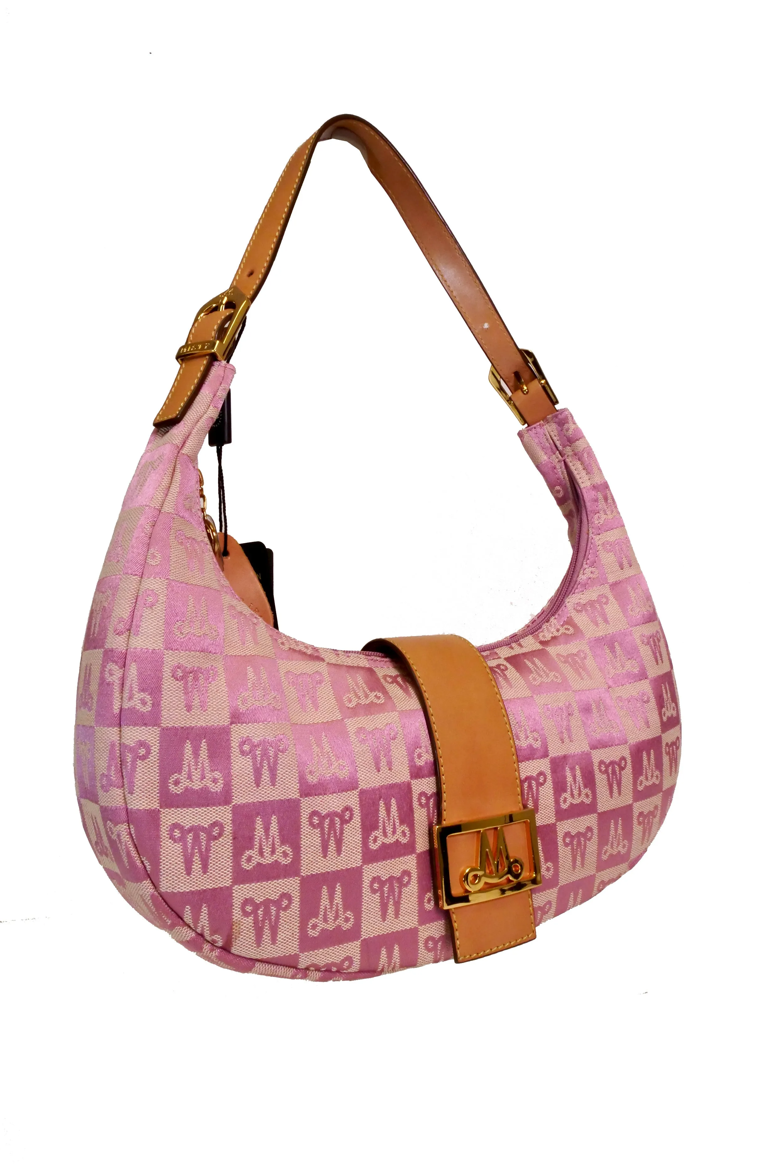 Misty Genuine Cowhide Leather Monogram Shoulder Hobo Bag