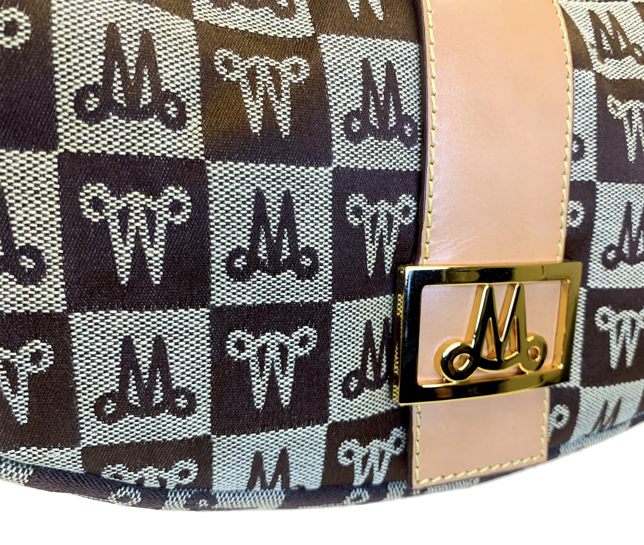 Misty Genuine Cowhide Leather Monogram Shoulder Hobo Bag