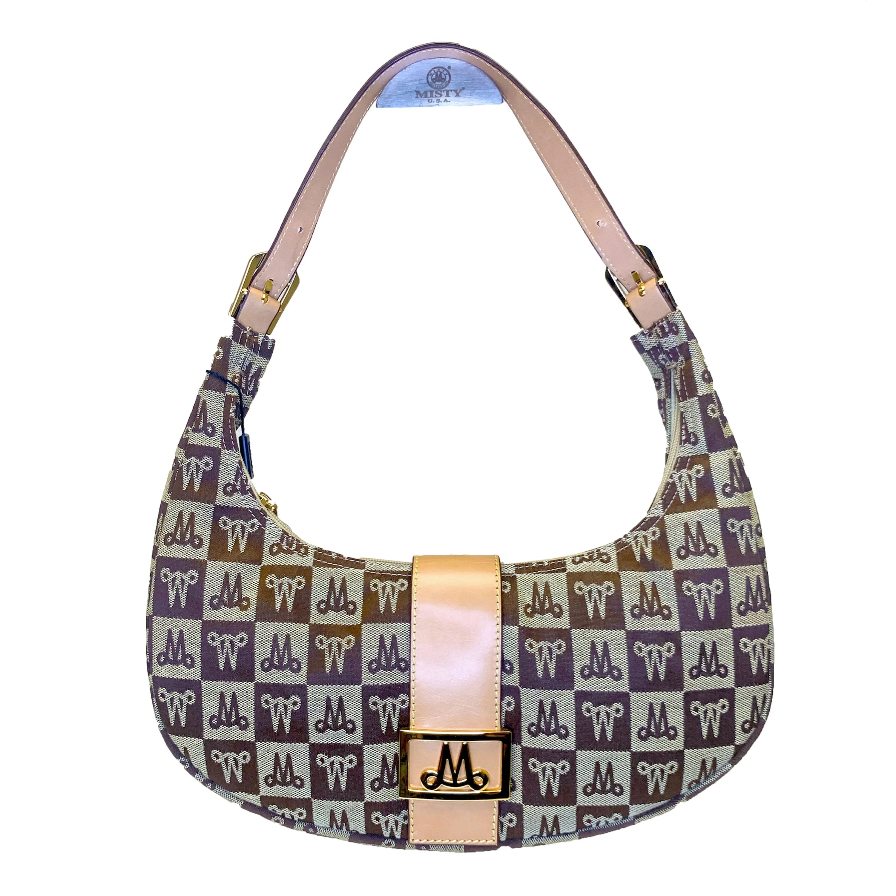 Misty Genuine Cowhide Leather Monogram Shoulder Hobo Bag