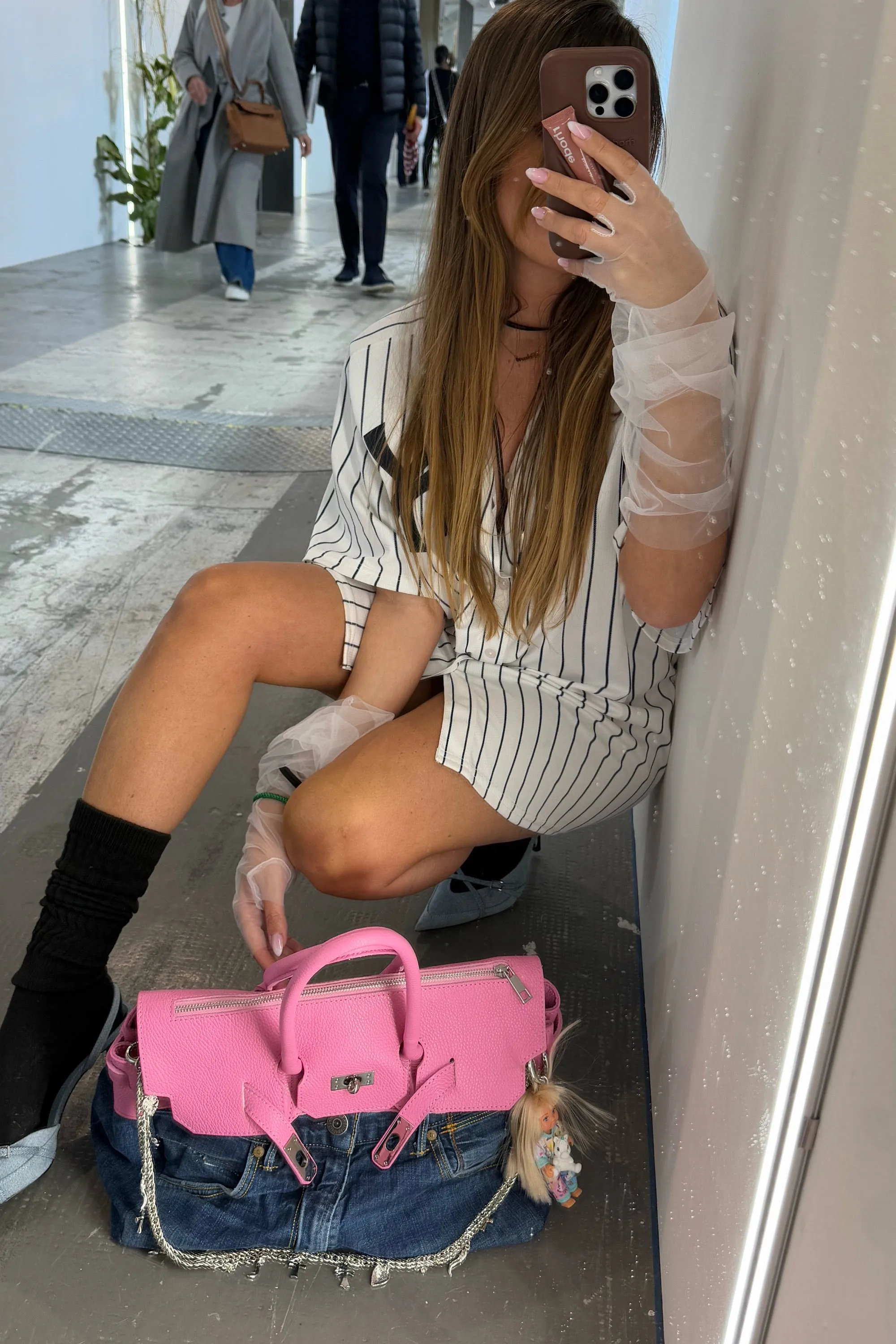MIX LEATHER DENIM BAG
