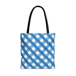 Modern Blue Ribbon Tote Bag - Carry in Style - Where Elegance Meets Everyday! Available in 3 sizes.