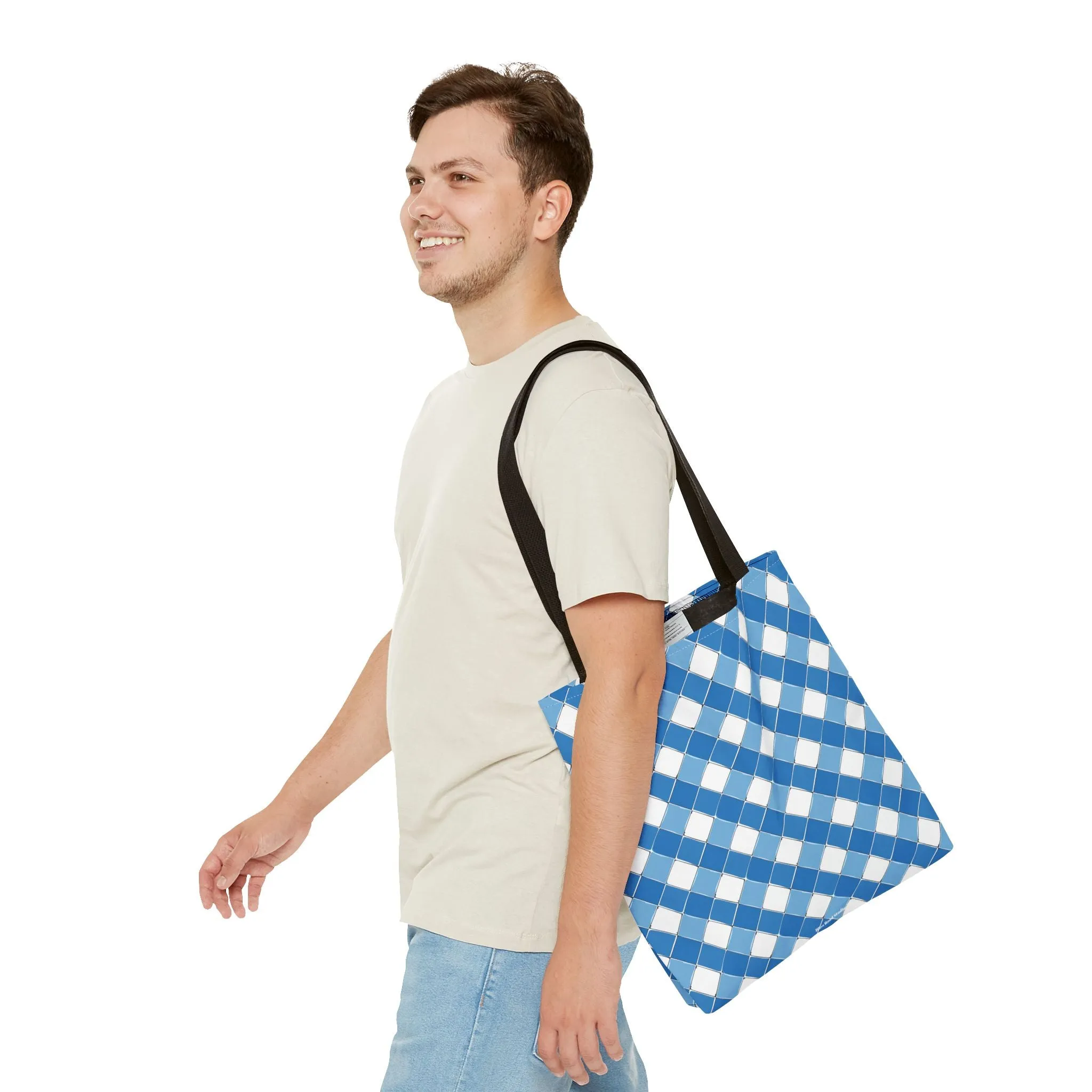 Modern Blue Ribbon Tote Bag - Carry in Style - Where Elegance Meets Everyday! Available in 3 sizes.