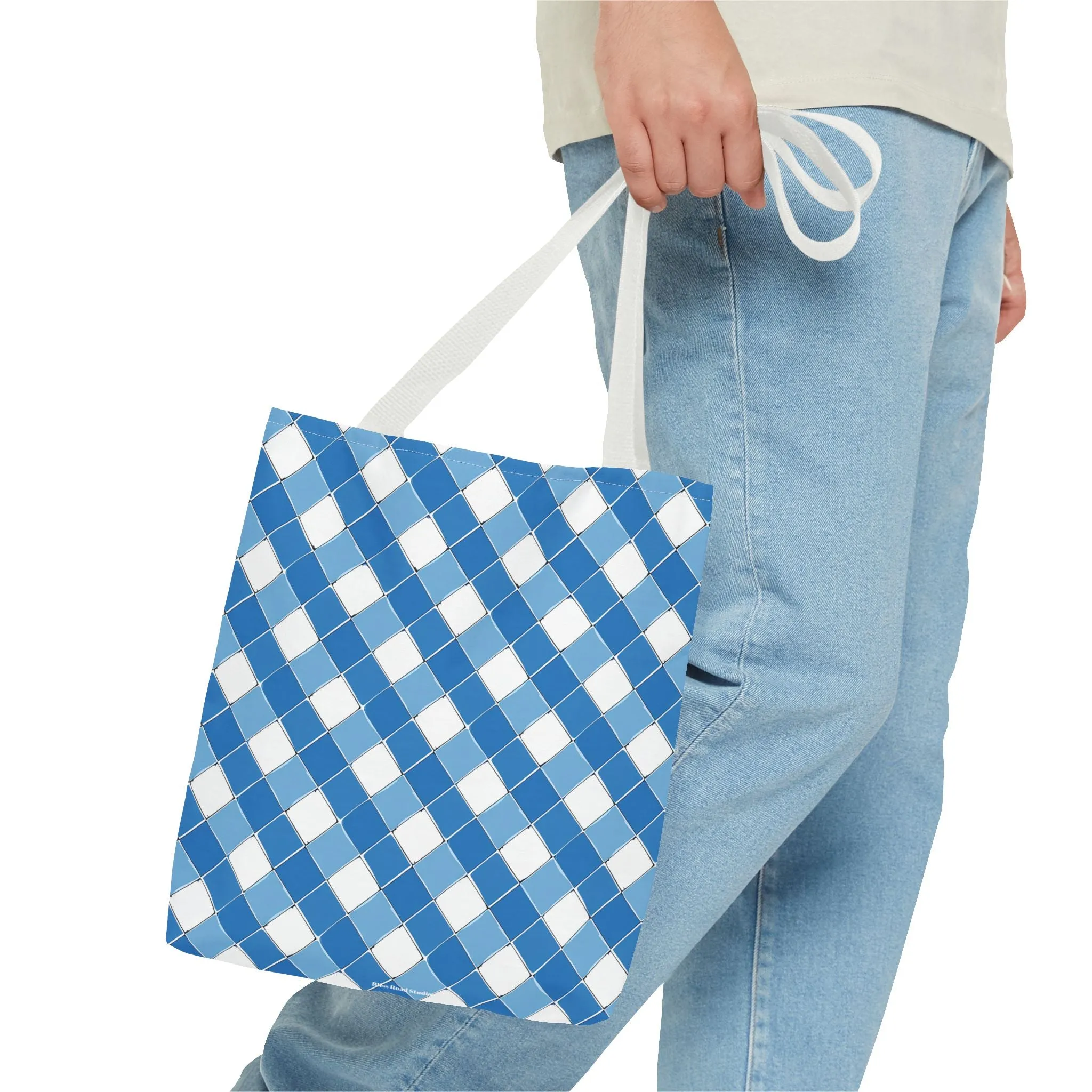 Modern Blue Ribbon Tote Bag - Carry in Style - Where Elegance Meets Everyday! Available in 3 sizes.
