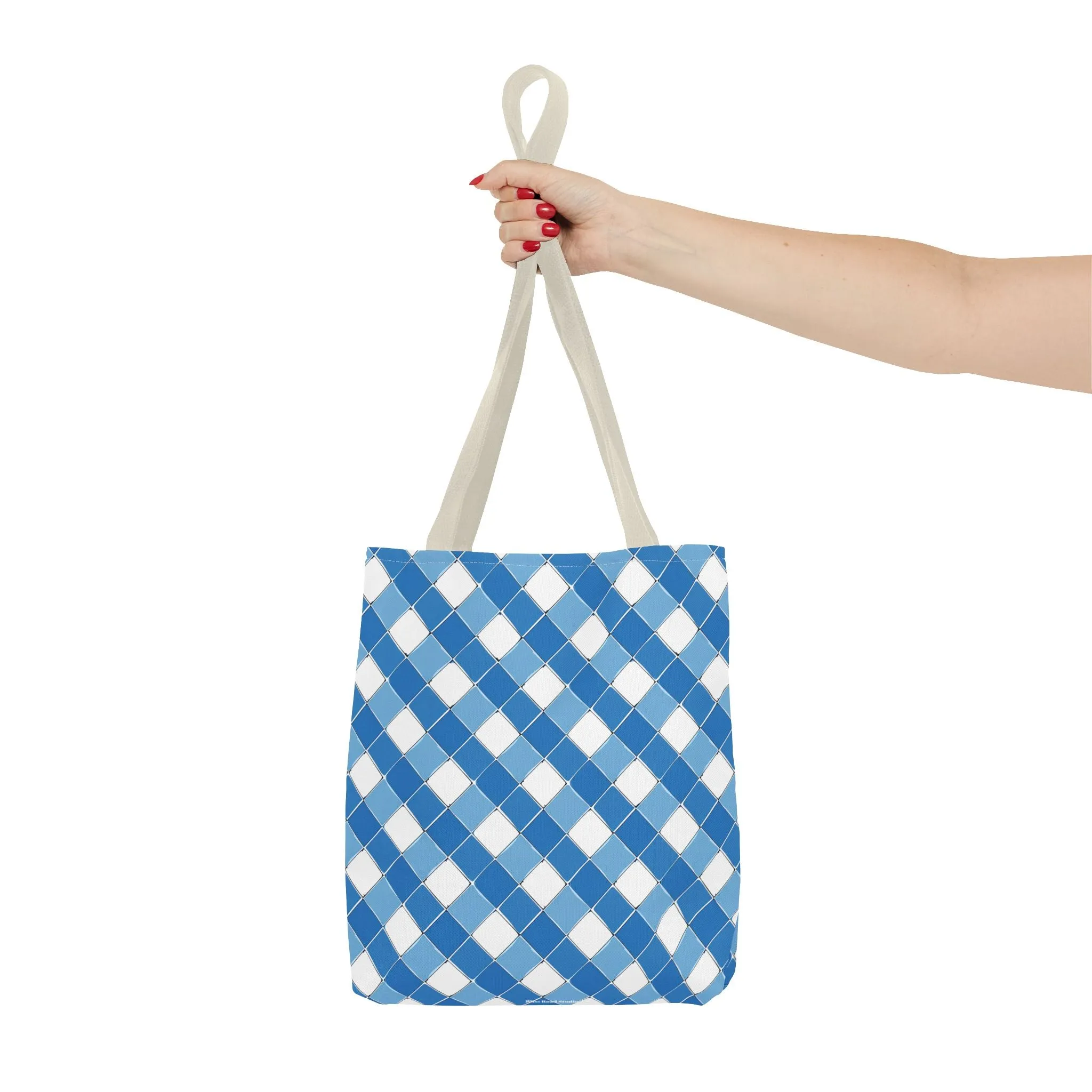 Modern Blue Ribbon Tote Bag - Carry in Style - Where Elegance Meets Everyday! Available in 3 sizes.