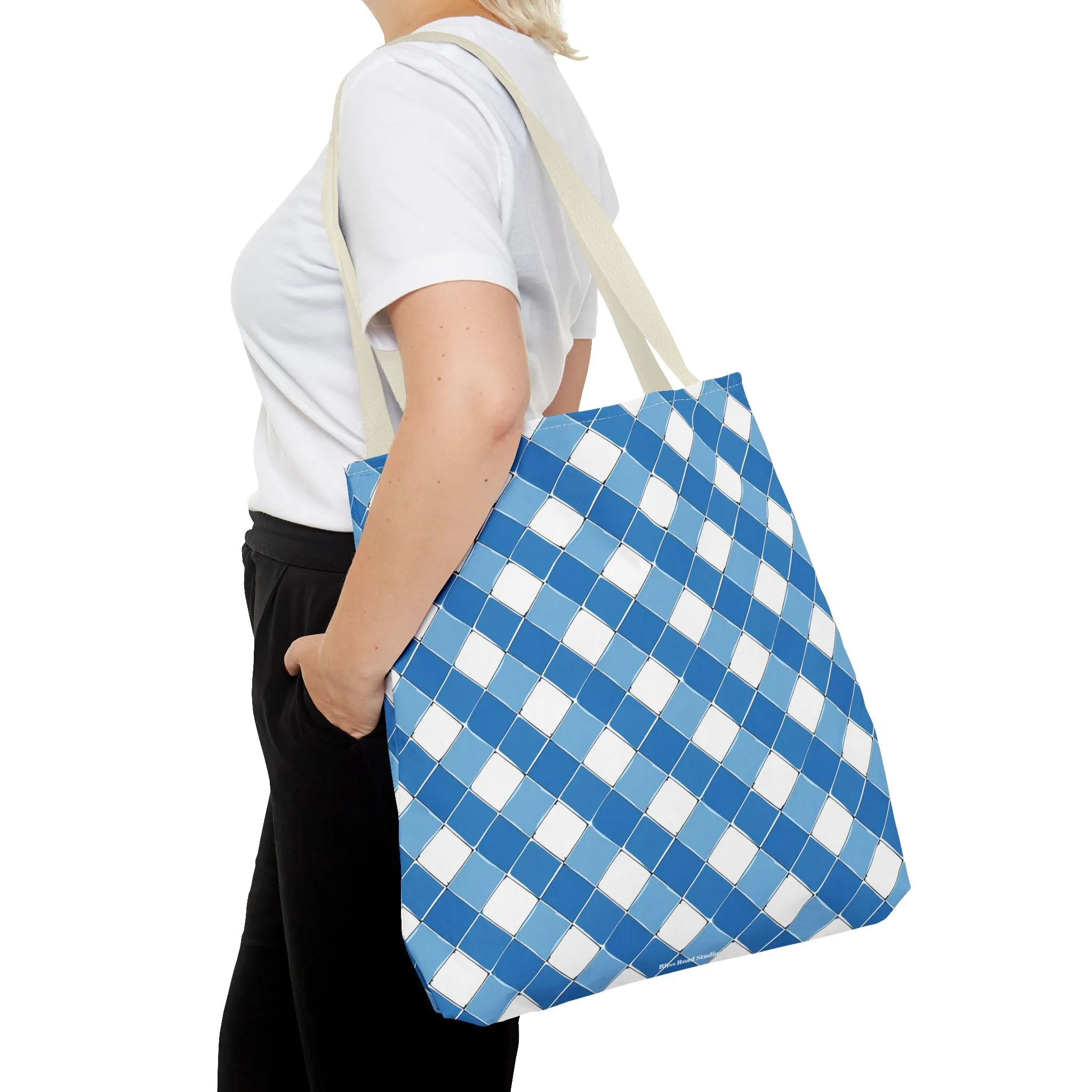 Modern Blue Ribbon Tote Bag - Carry in Style - Where Elegance Meets Everyday! Available in 3 sizes.
