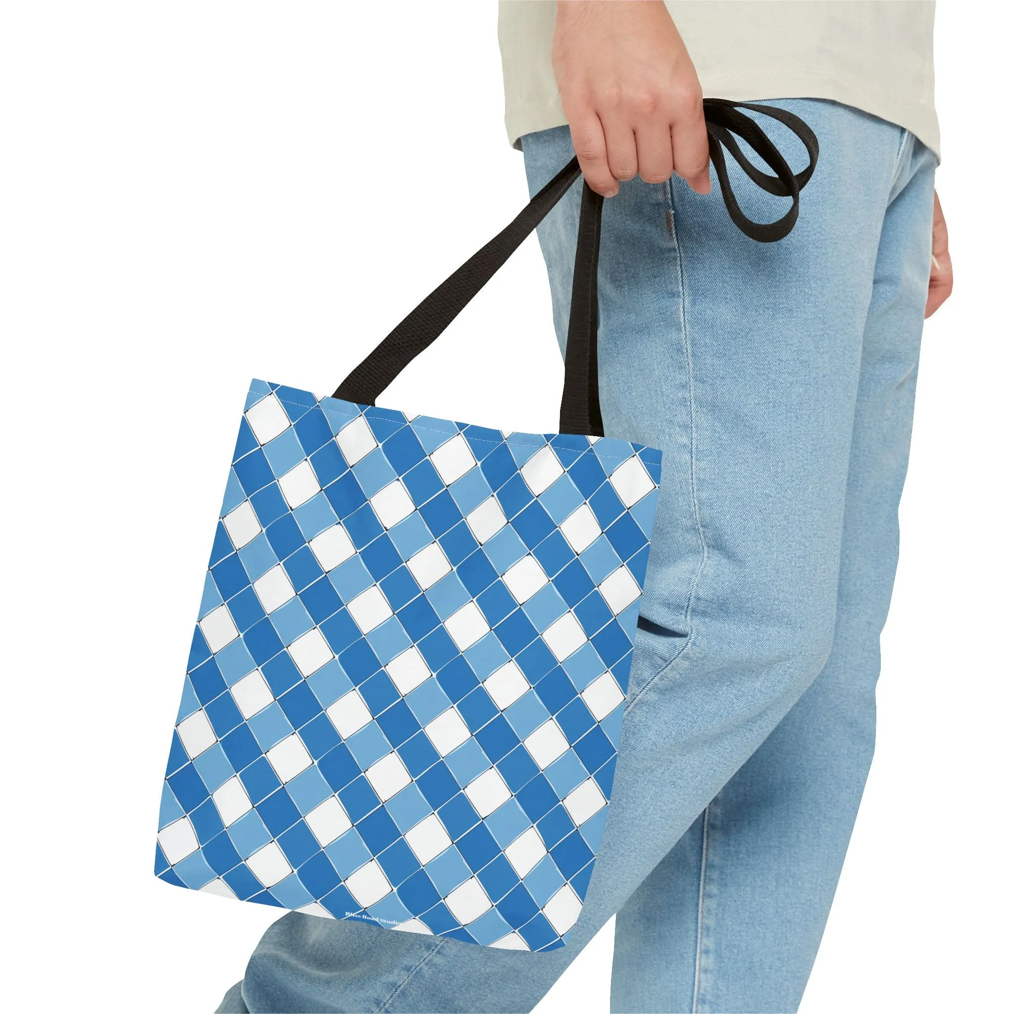 Modern Blue Ribbon Tote Bag - Carry in Style - Where Elegance Meets Everyday! Available in 3 sizes.