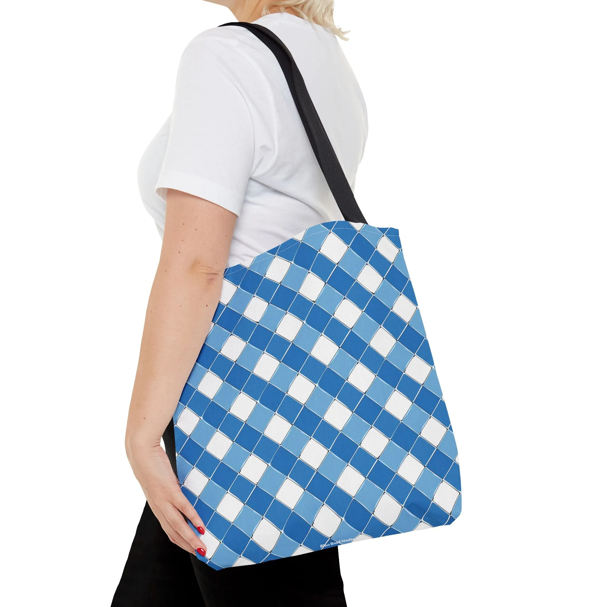 Modern Blue Ribbon Tote Bag - Carry in Style - Where Elegance Meets Everyday! Available in 3 sizes.
