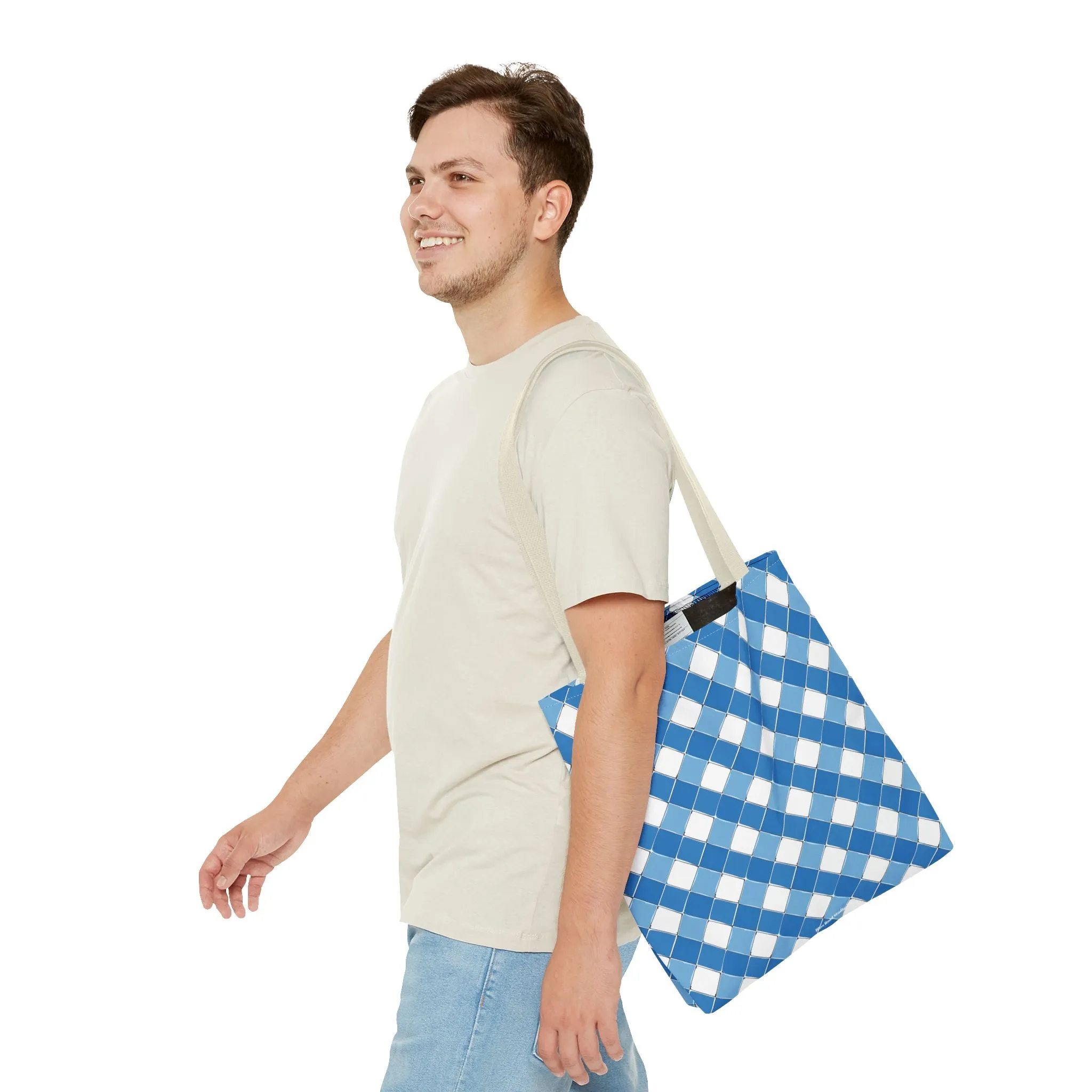 Modern Blue Ribbon Tote Bag - Carry in Style - Where Elegance Meets Everyday! Available in 3 sizes.