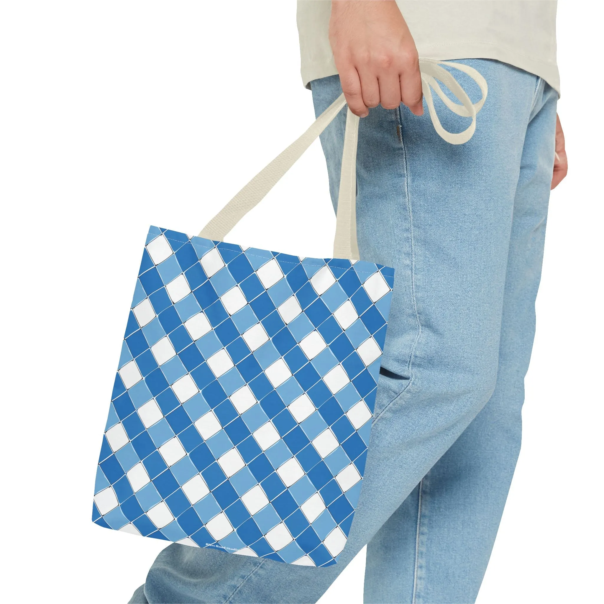 Modern Blue Ribbon Tote Bag - Carry in Style - Where Elegance Meets Everyday! Available in 3 sizes.