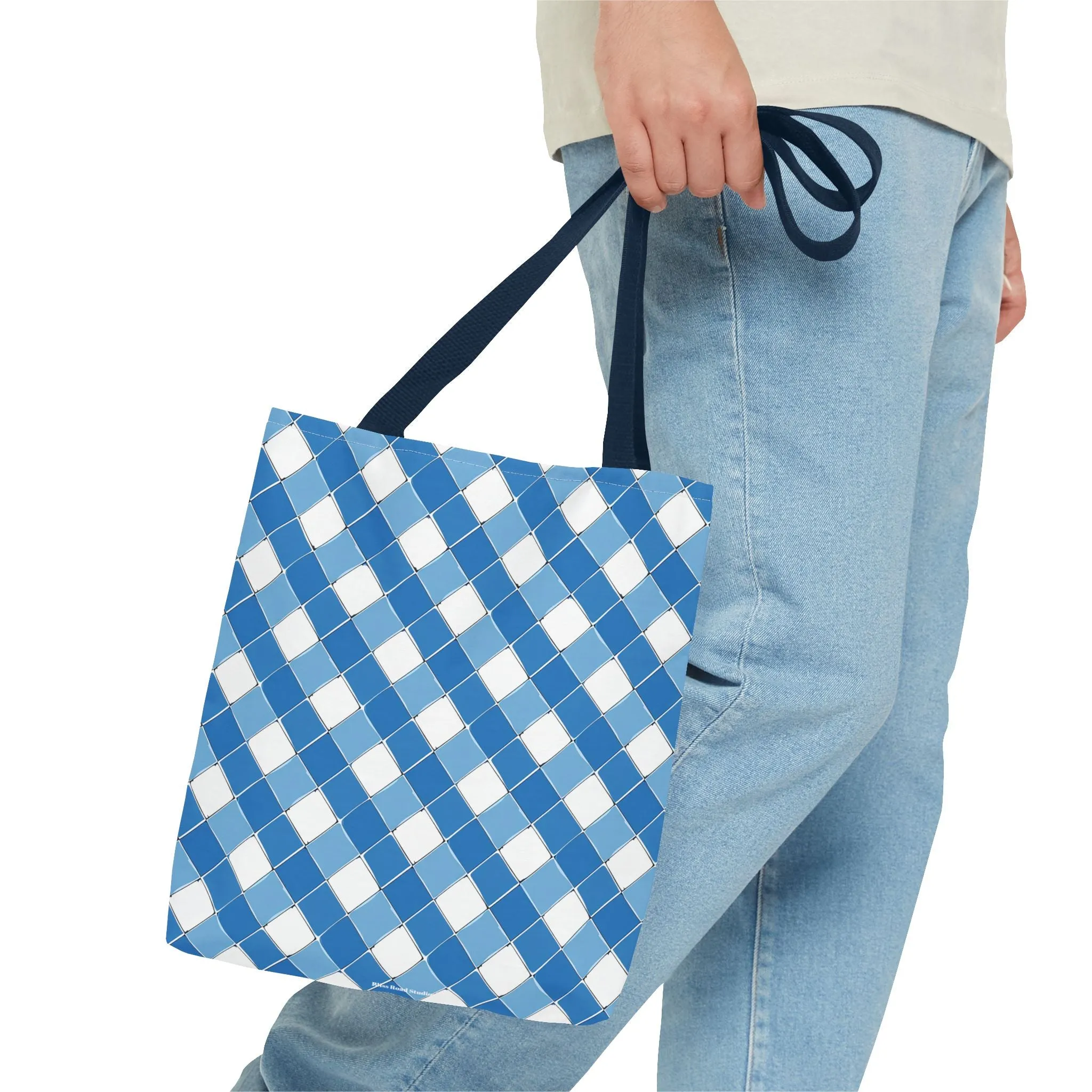 Modern Blue Ribbon Tote Bag - Carry in Style - Where Elegance Meets Everyday! Available in 3 sizes.