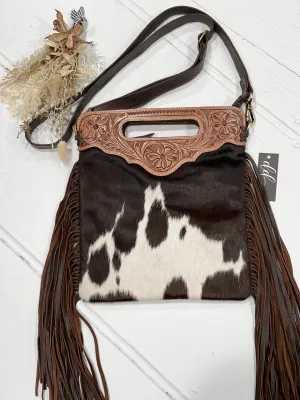 MOONIE TASSEL Cowhide & Leather Bag