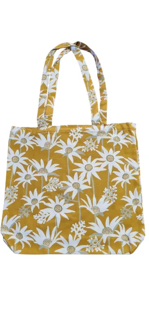 Mustard floral tote bag