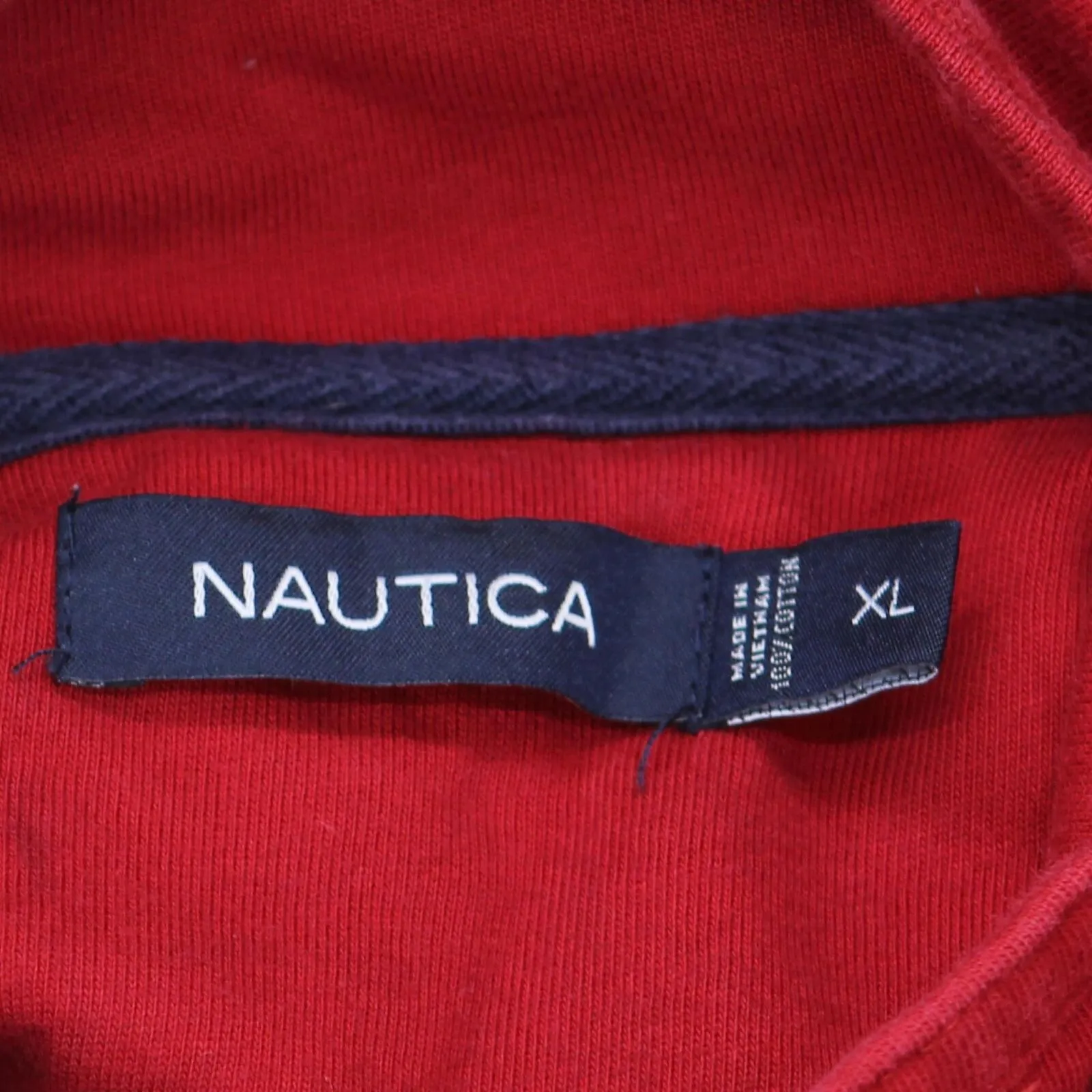 Nautica Mens Pullover 1/4 Zip Rugby Heavy Duty Shirt Red / Navy Blue XL