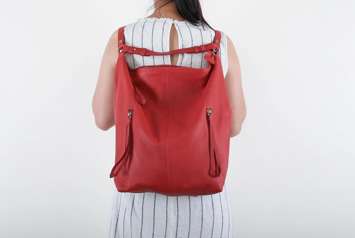 Neve Hobo Convertible Tote in Brick Red
