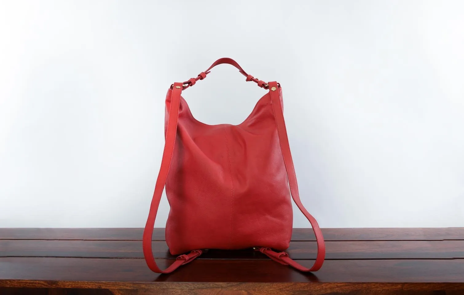 Neve Hobo Convertible Tote in Brick Red