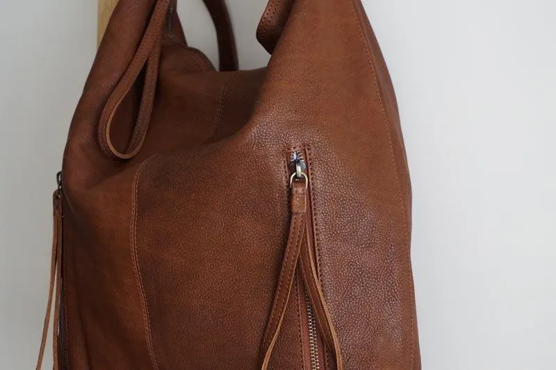 Neve Hobo Convertible Tote in Dark Brown
