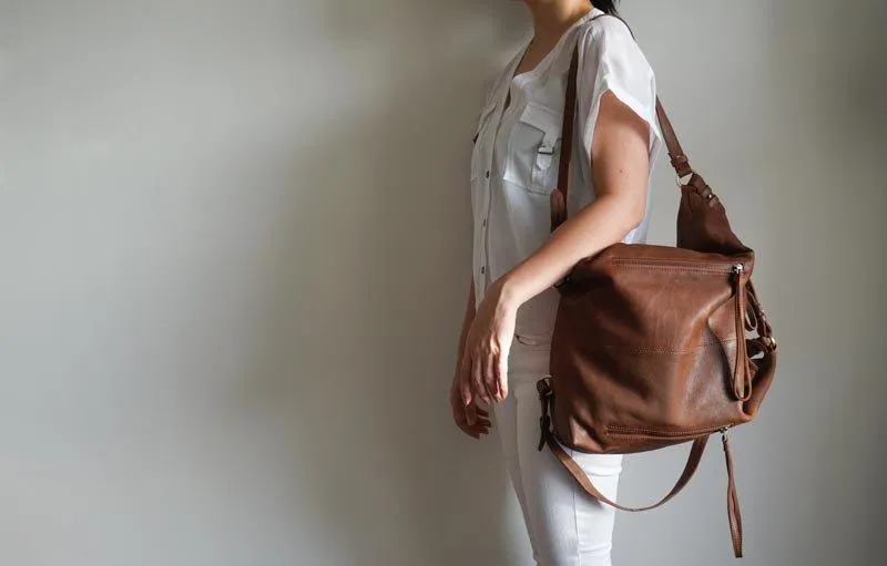 Neve Hobo Convertible Tote in Dark Brown