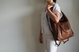 Neve Hobo Convertible Tote in Dark Brown