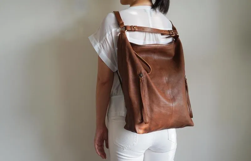 Neve Hobo Convertible Tote in Dark Brown