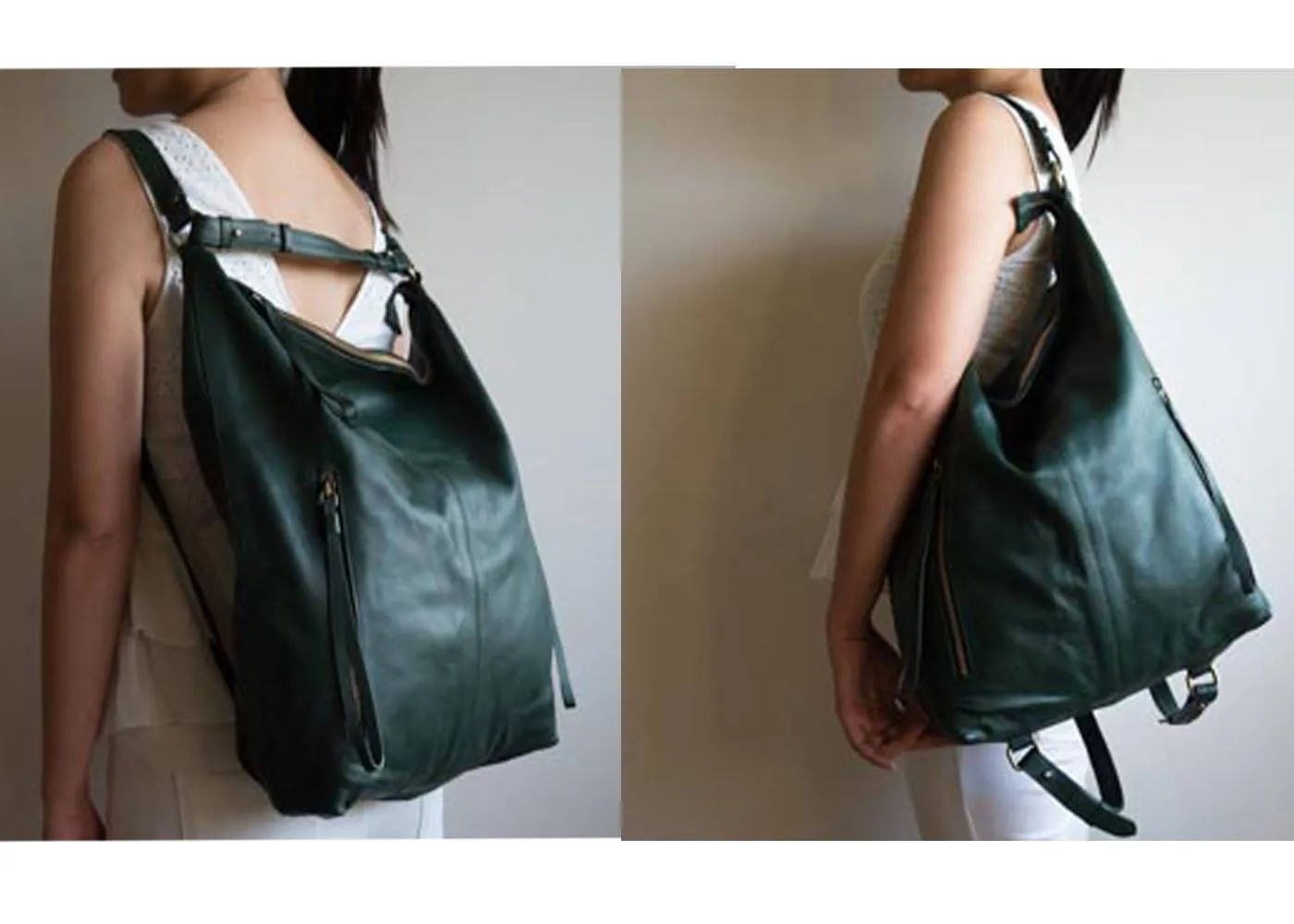 Neve Hobo Convertible Tote in Forest Green