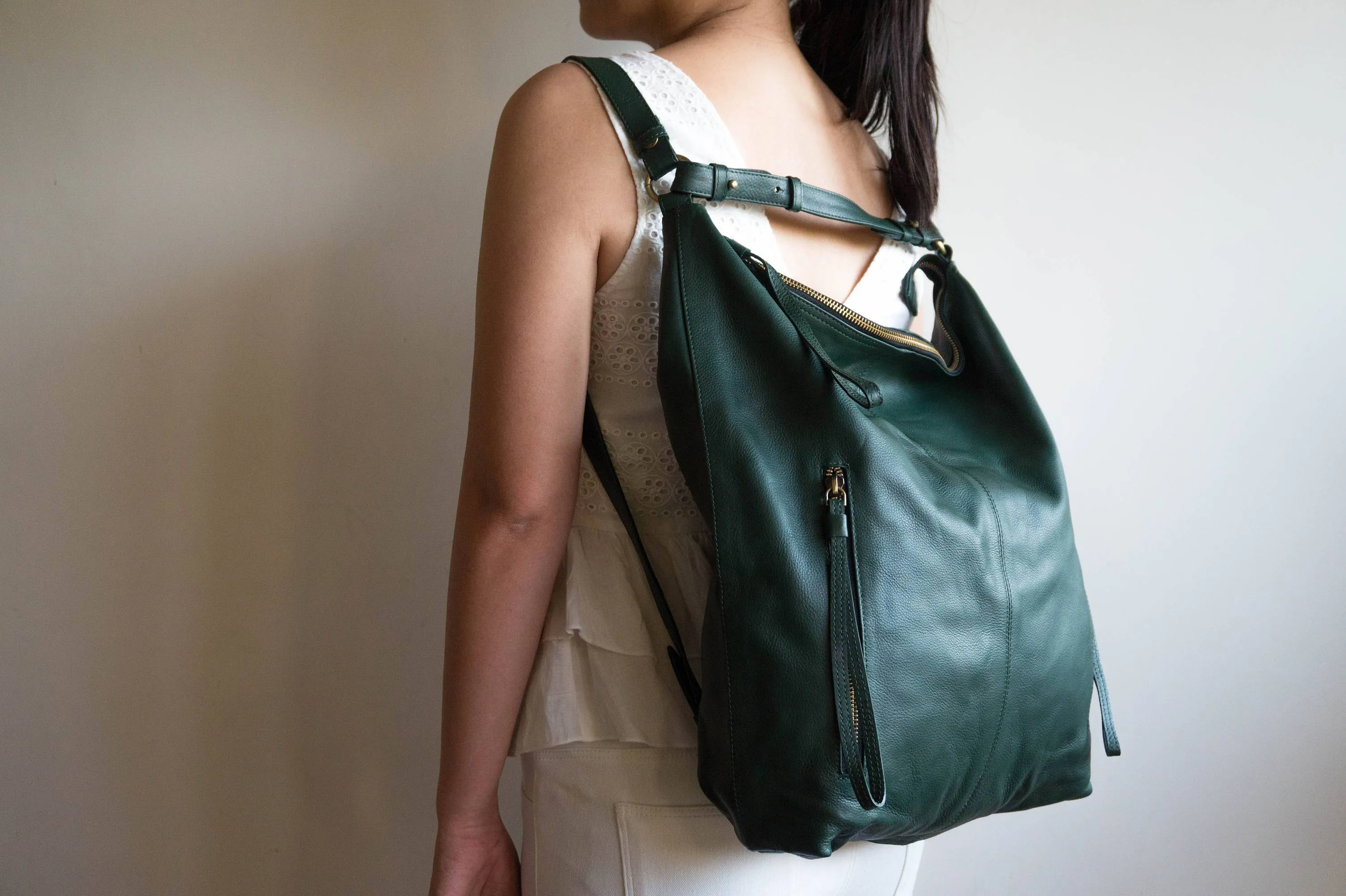 Neve Hobo Convertible Tote in Forest Green