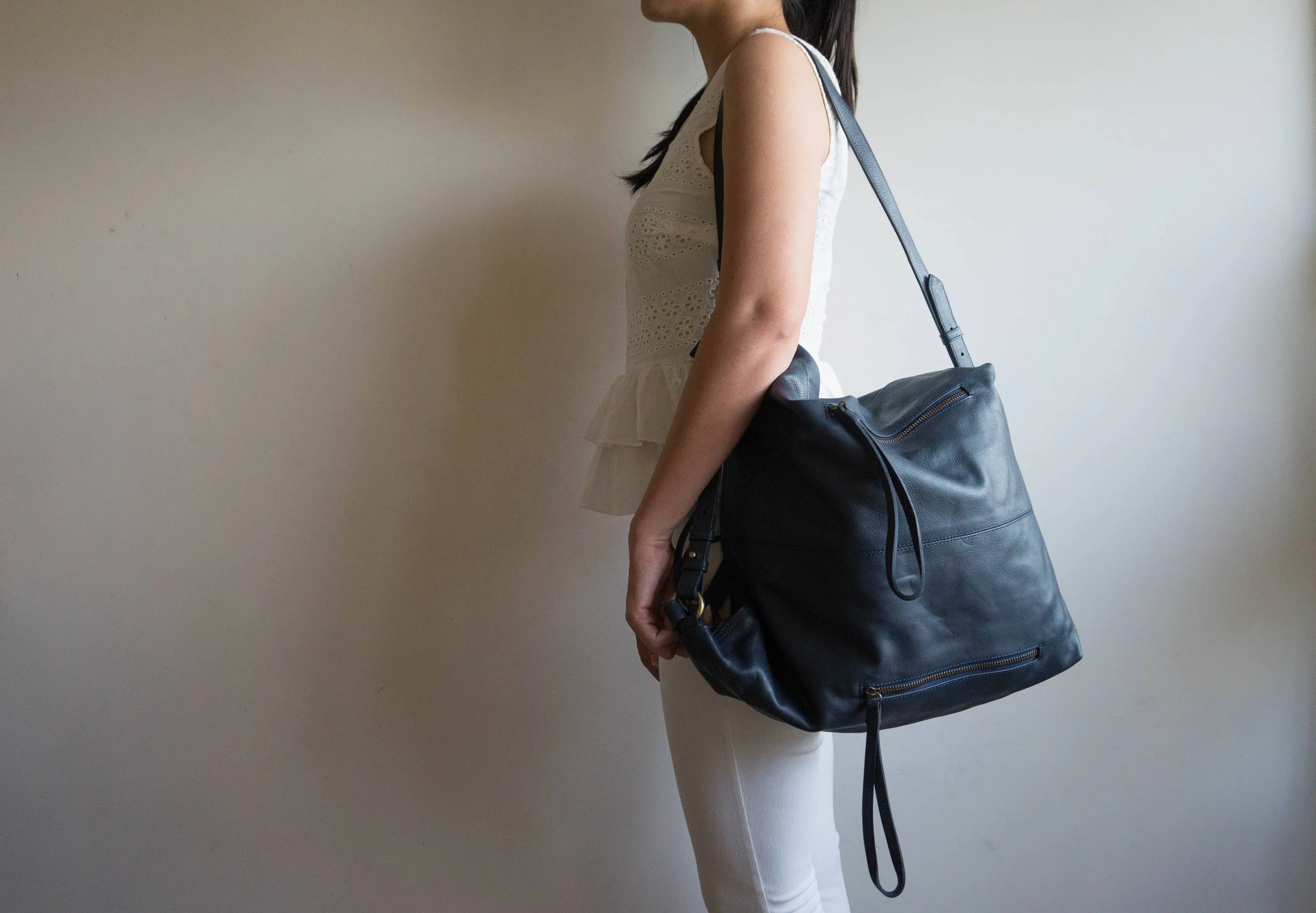 Neve Hobo Convertible Tote in Midnight Navy Blue
