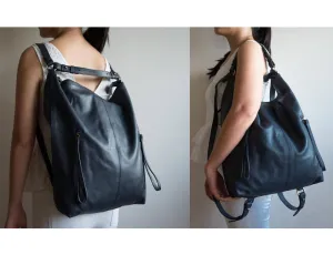 Neve Hobo Convertible Tote in Midnight Navy Blue
