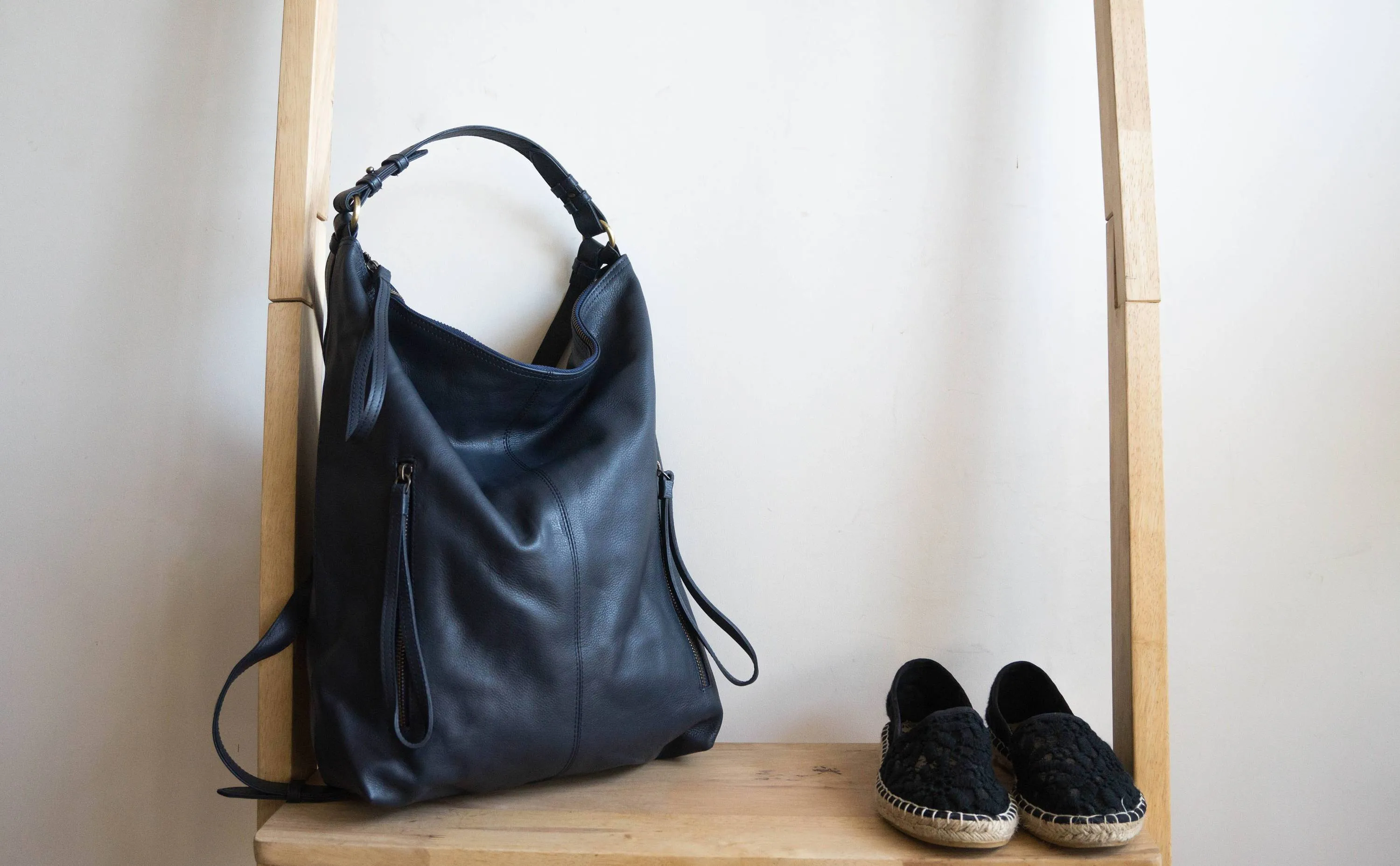 Neve Hobo Convertible Tote in Midnight Navy Blue