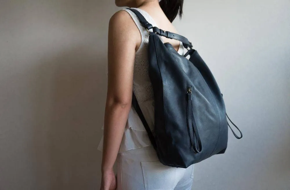 Neve Hobo Convertible Tote in Midnight Navy Blue