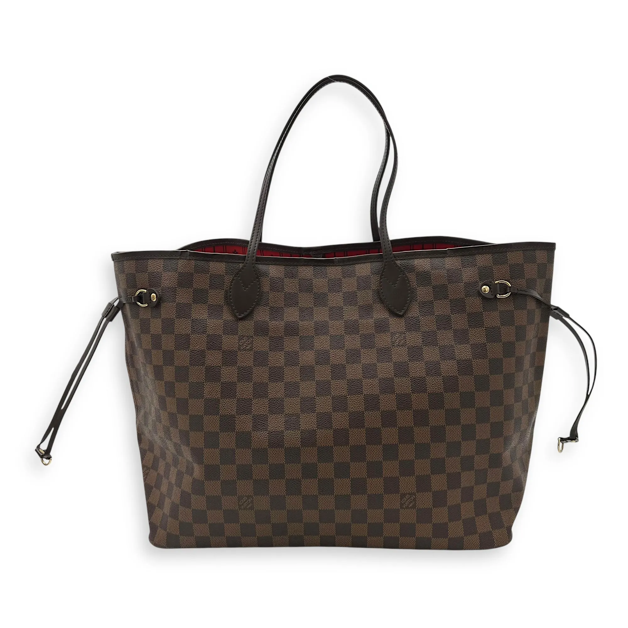 Neverfull GM Damier Ebene Tote Bag in Coated Canvas, Gold hardware