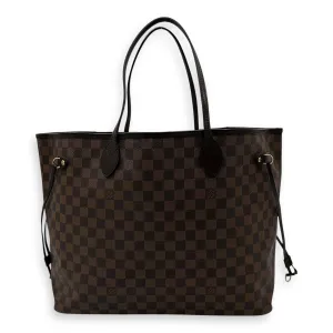 Neverfull GM Damier Ebene Tote Bag in Coated Canvas, Gold hardware